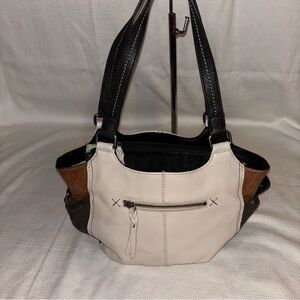 the Sak Kendra Leather Cream and Brown Women's Shoulder Bag